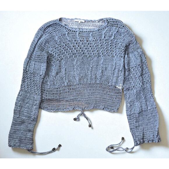 NWT Tularosa Willow Pullover Crochet Open Knit Blue Sage Sweater Small - Picture 2 of 7